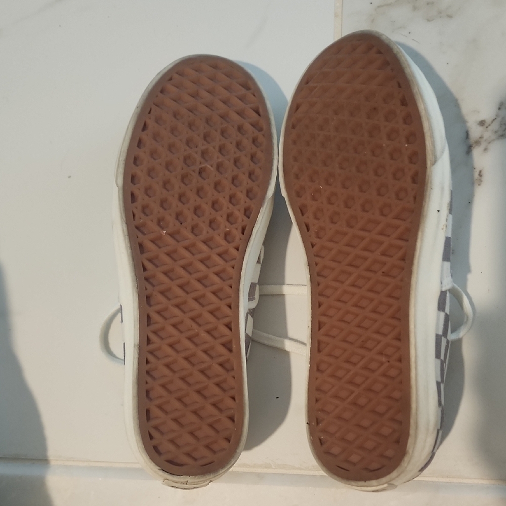 Vans White and Silver Checkerboard Sneakers - Picture 5 of 5
